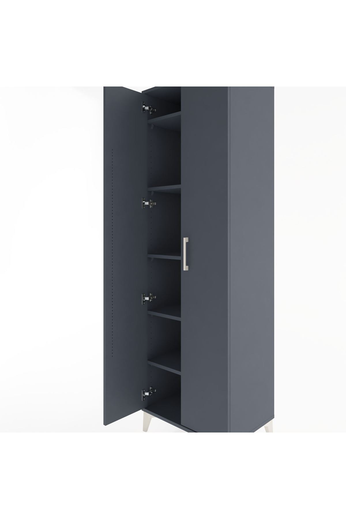 Hyperion Dolap 5 Raflı 2 Kapaklı 60x44x195 Antrasit-Antrasit