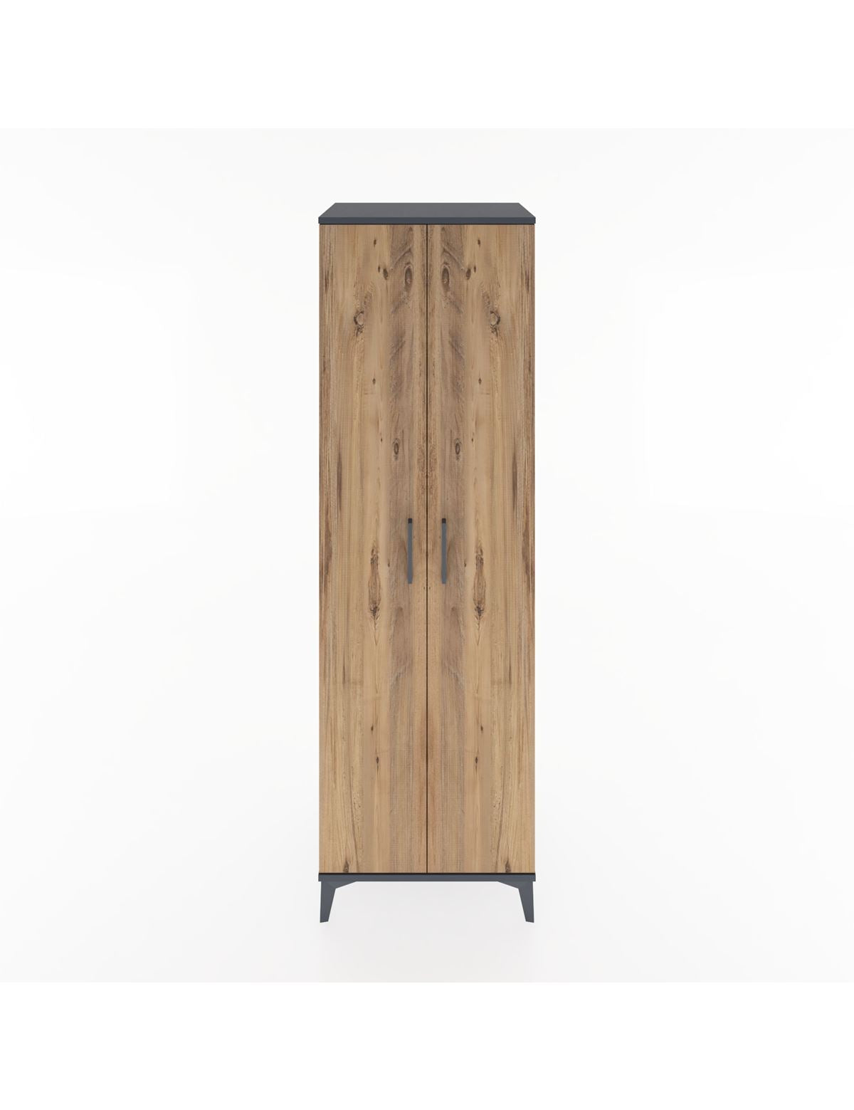 Hyperion Dolap 5 Raflı 2 Kapaklı 60x44x195 Antrasit-Çam