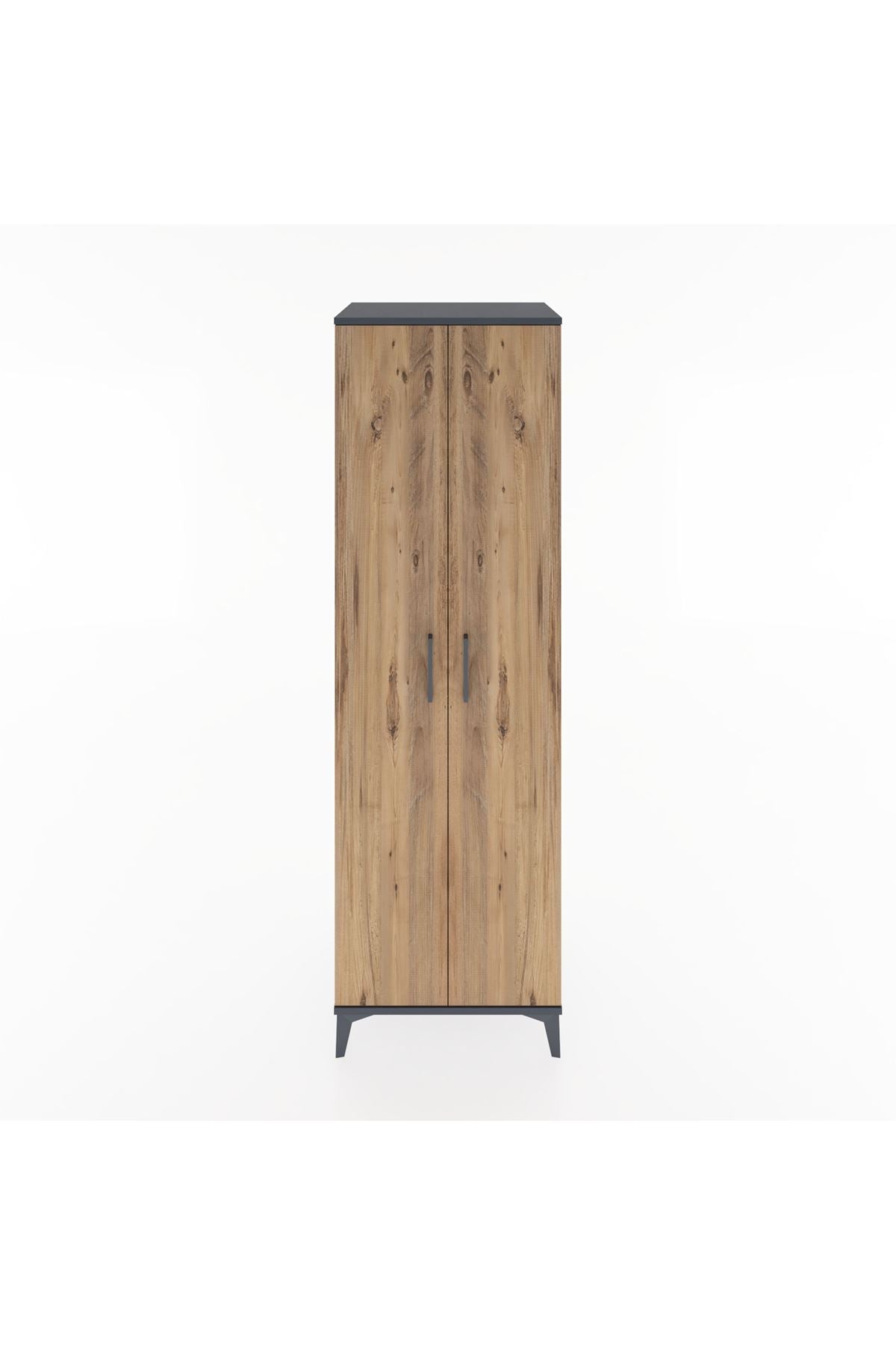 Hyperion Dolap 5 Raflı 2 Kapaklı 60x44x195 Antrasit-Çam