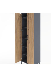 Hyperion Dolap 5 Raflı 2 Kapaklı 60x44x195 Antrasit-Çam