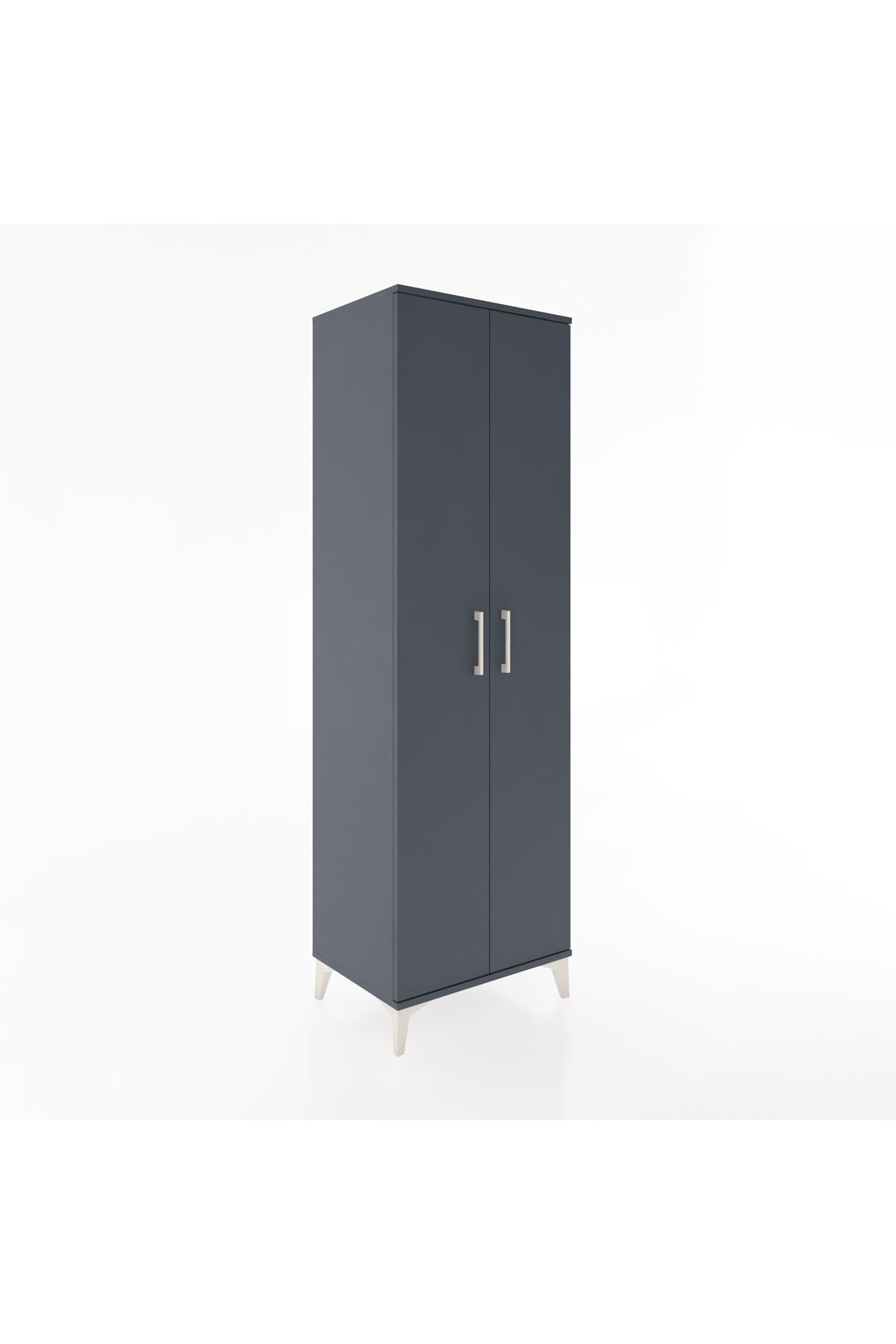 Hyperion Dolap 3 Raflı 2 Kapaklı Tek Askılı 60x44x195 Antrasit-Antrasit