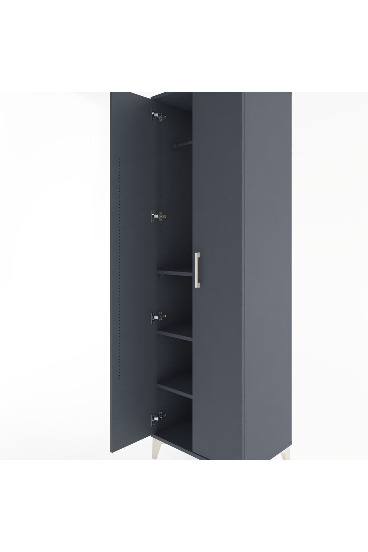 Hyperion Dolap 3 Raflı 2 Kapaklı Tek Askılı 60x44x195 Antrasit-Antrasit