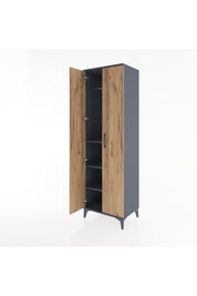 Hyperion Dolap 3 Raflı 2 Kapaklı Tek Askılı 60x44x195 Antrasit-Çam