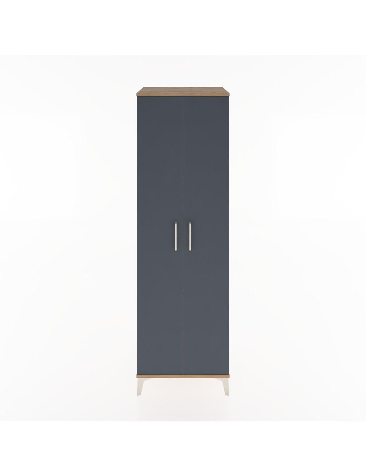 Hyperion Dolap 3 Raflı 2 Kapaklı Tek Askılı 60x44x195 Çam-Antrasit