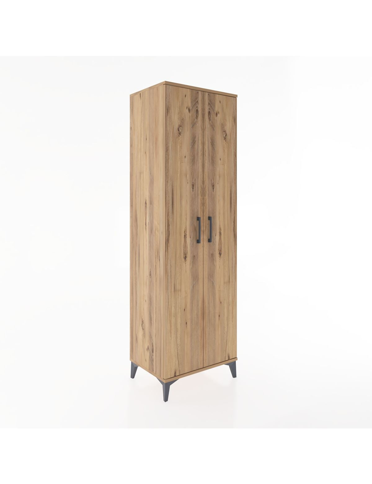 Hyperion Dolap 3 Raflı 2 Kapaklı Tek Askılı 60x44x195 Çam-Çam