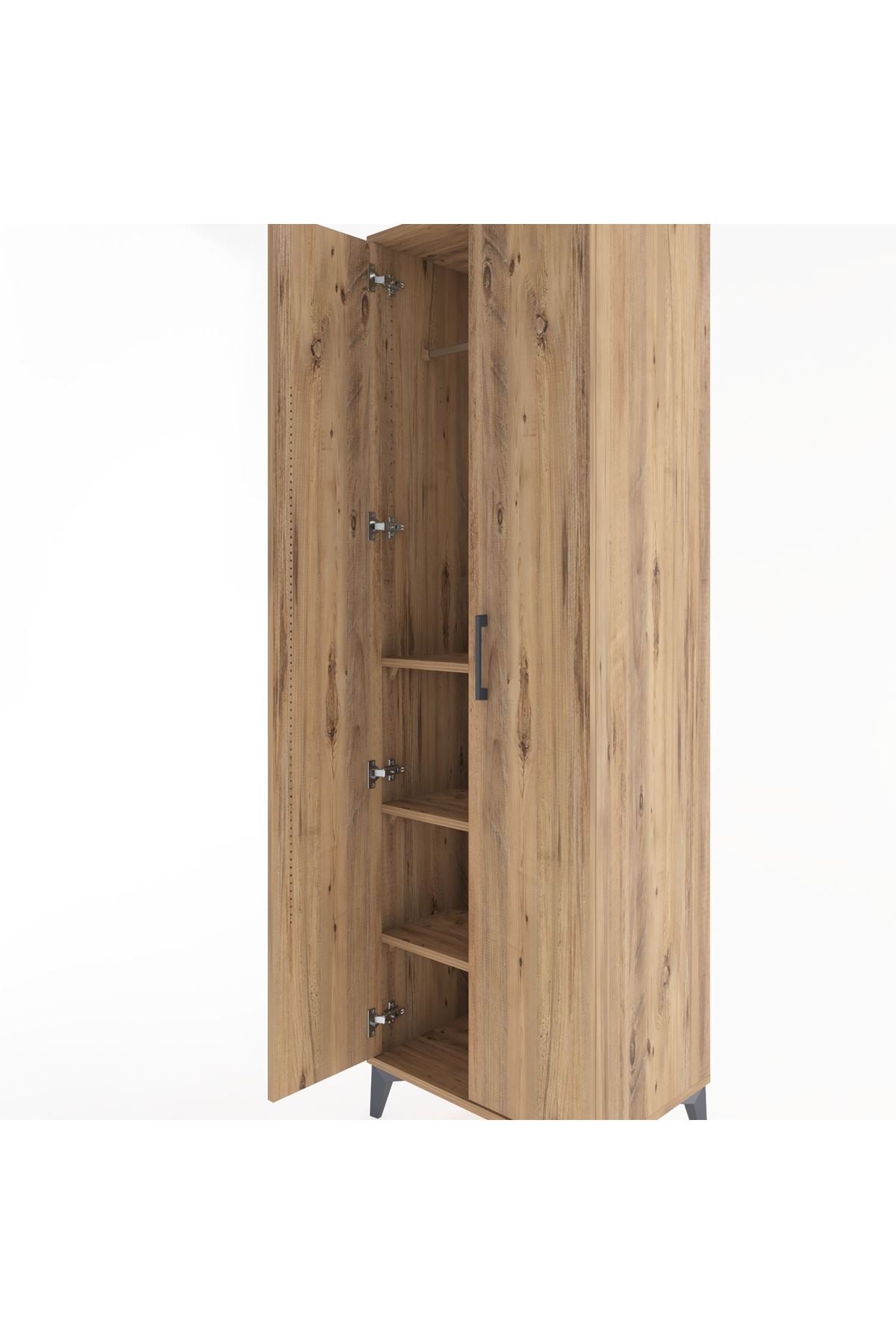 Hyperion Dolap 3 Raflı 2 Kapaklı Tek Askılı 60x44x195 Çam-Çam