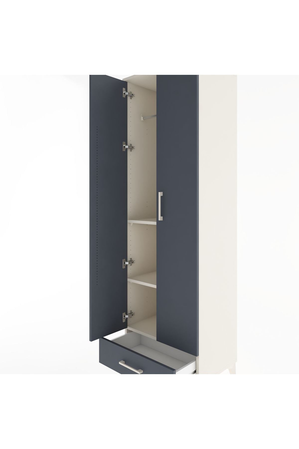 Hyperion Dolap 3 Raflı Tek Çekmeceli Tek Askılı 60x44x195 Aytaşı-Antrasit
