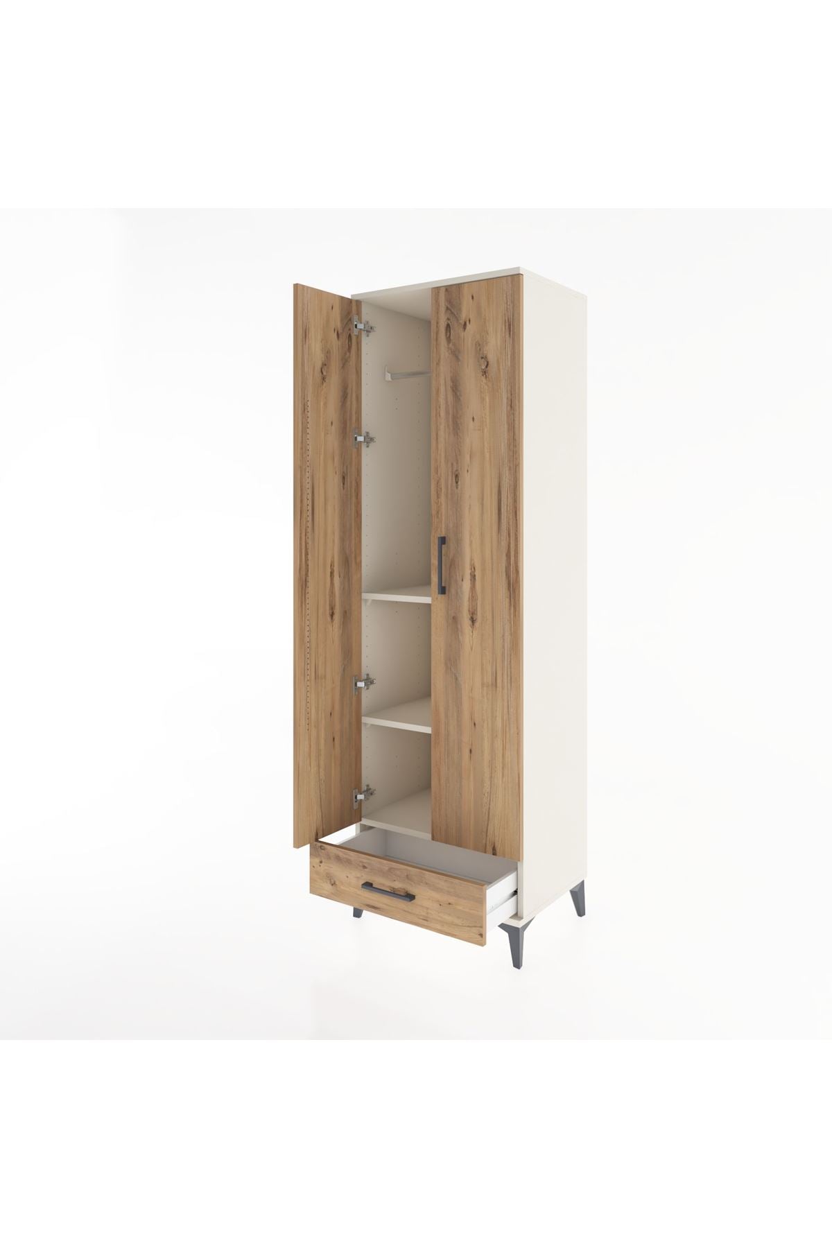Hyperion Dolap 3 Raflı Tek Çekmeceli Tek Askılı 60x44x195 Aytaşı-Çam