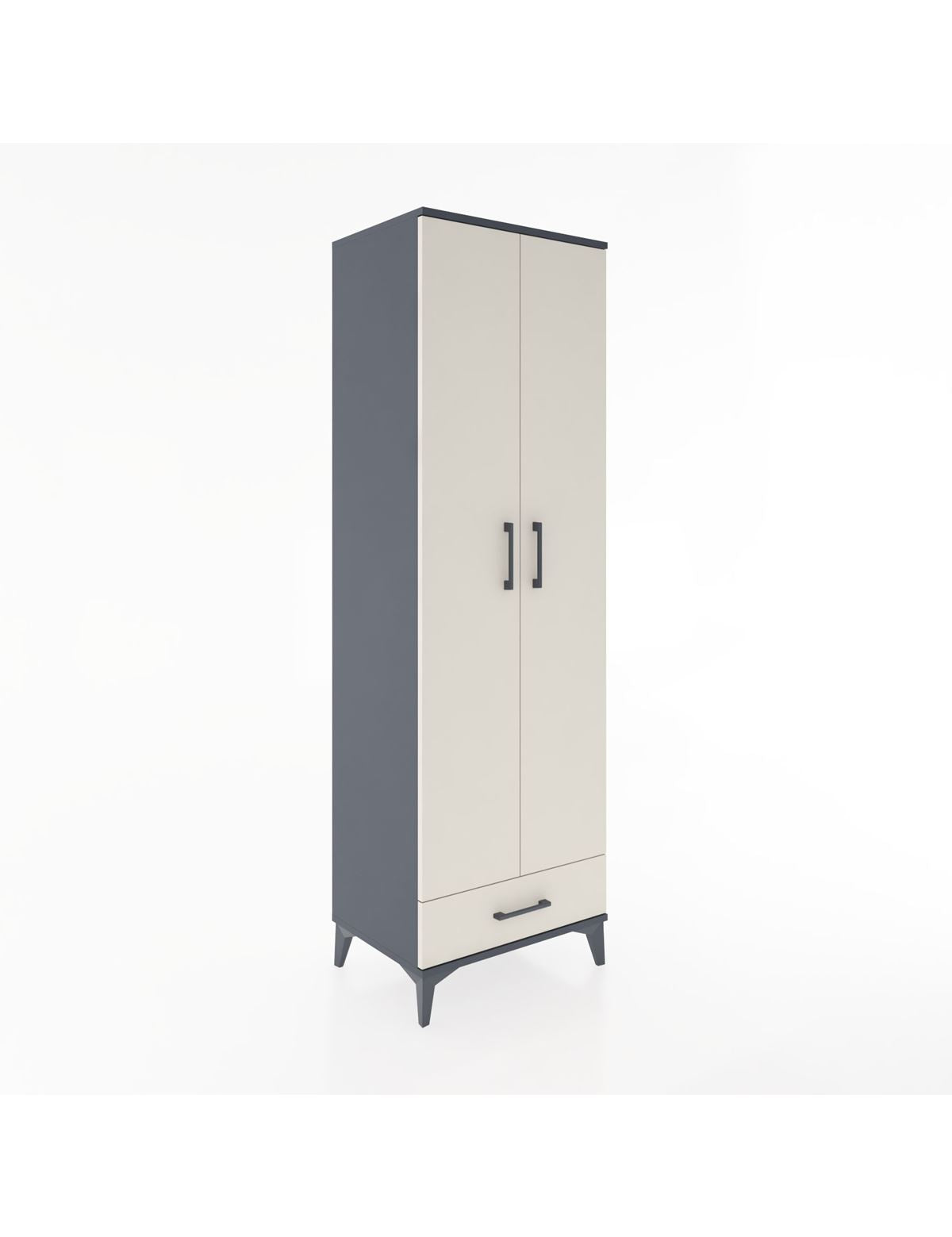 Hyperion Dolap 3 Raflı Tek Çekmeceli Tek Askılı 60x44x195 Antrasit-Aytaşı