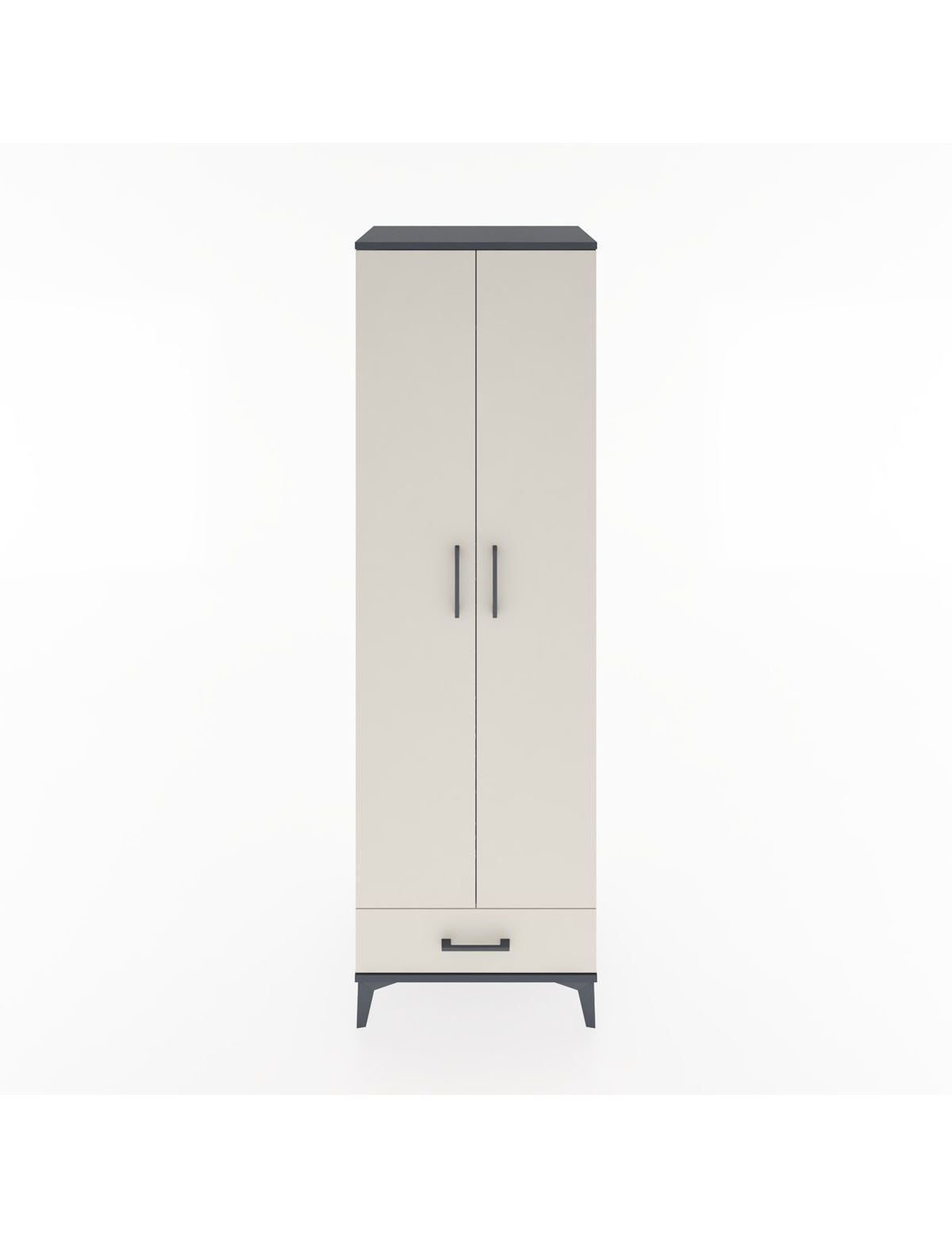 Hyperion Dolap 3 Raflı Tek Çekmeceli Tek Askılı 60x44x195 Antrasit-Aytaşı