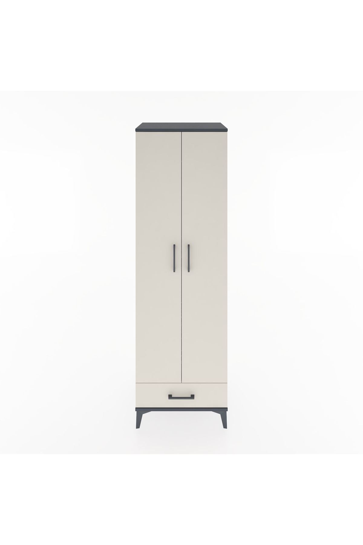 Hyperion Dolap 3 Raflı Tek Çekmeceli Tek Askılı 60x44x195 Antrasit-Aytaşı