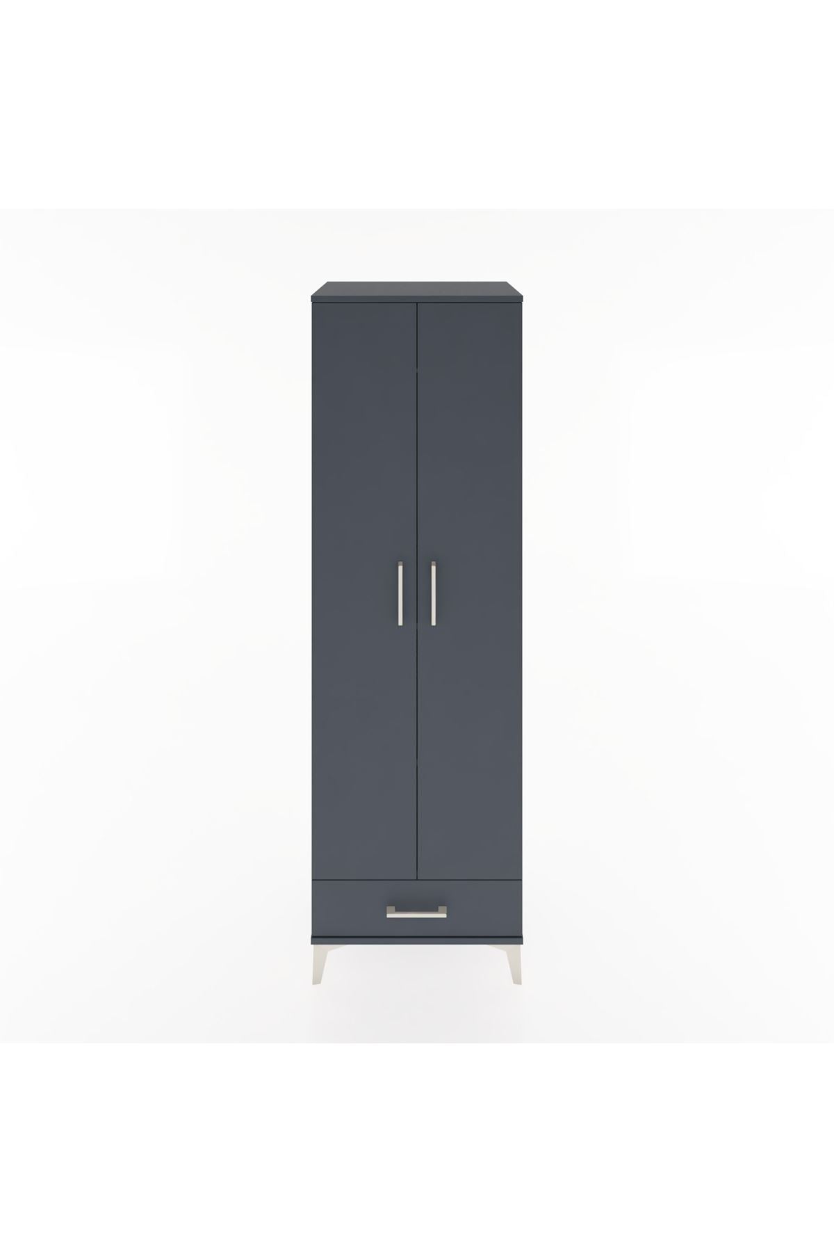 Hyperion Dolap 3 Raflı Tek Çekmeceli Tek Askılı 60x44x195 Antrasit-Antrasit