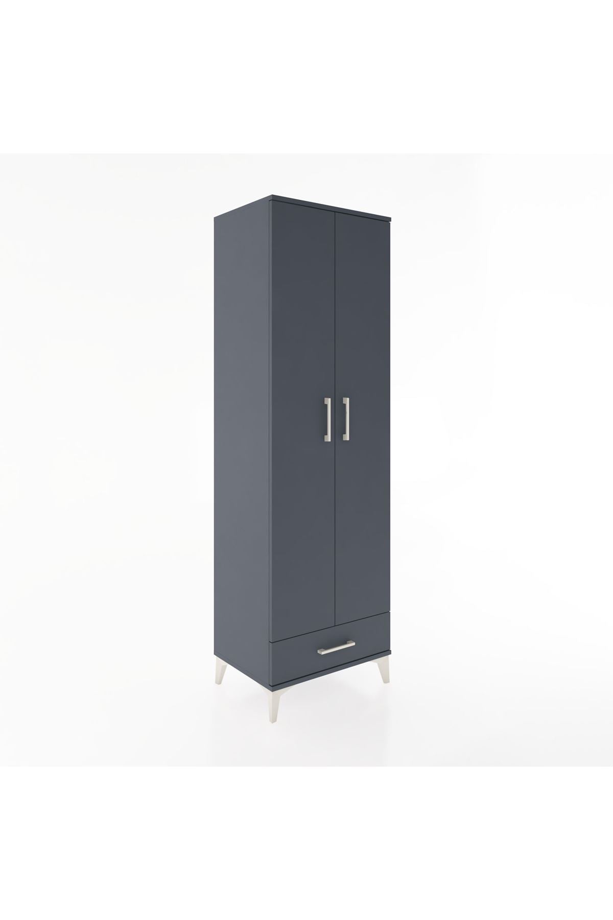 Hyperion Dolap 3 Raflı Tek Çekmeceli Tek Askılı 60x44x195 Antrasit-Antrasit