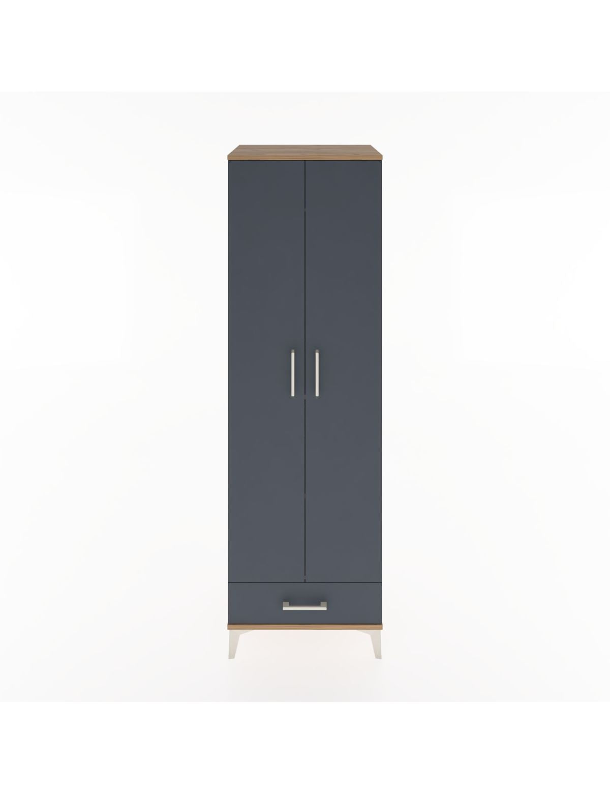 Hyperion Dolap 3 Raflı Tek Çekmeceli Tek Askılı 60x44x195 Çam-Antrasit