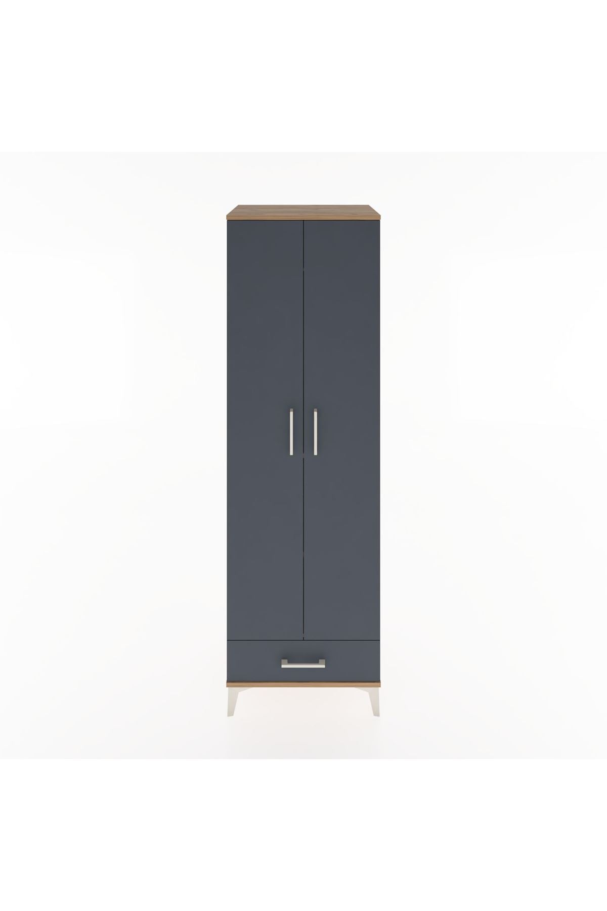 Hyperion Dolap 3 Raflı Tek Çekmeceli Tek Askılı 60x44x195 Çam-Antrasit