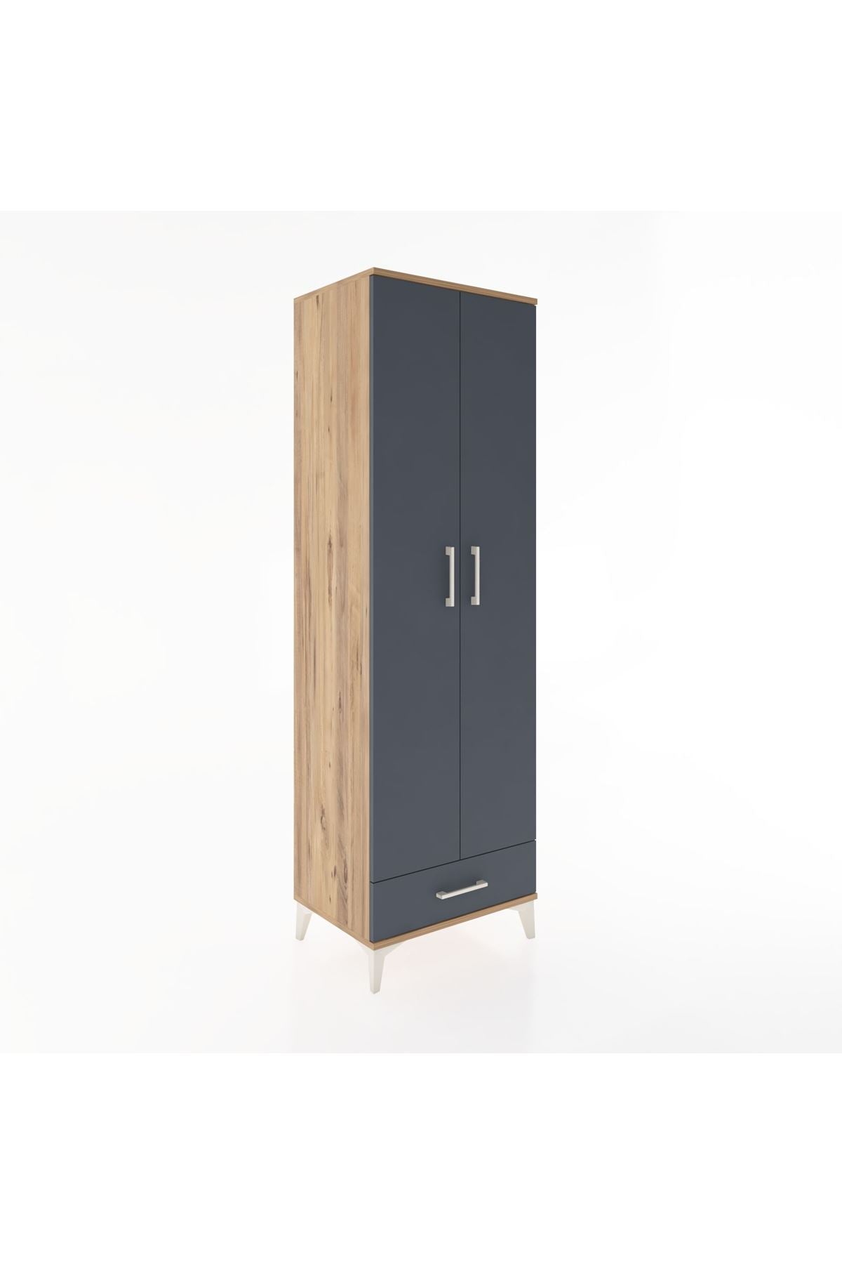 Hyperion Dolap 3 Raflı Tek Çekmeceli Tek Askılı 60x44x195 Çam-Antrasit