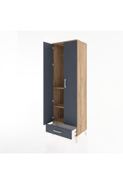 Hyperion Dolap 3 Raflı Tek Çekmeceli Tek Askılı 60x44x195 Çam-Antrasit