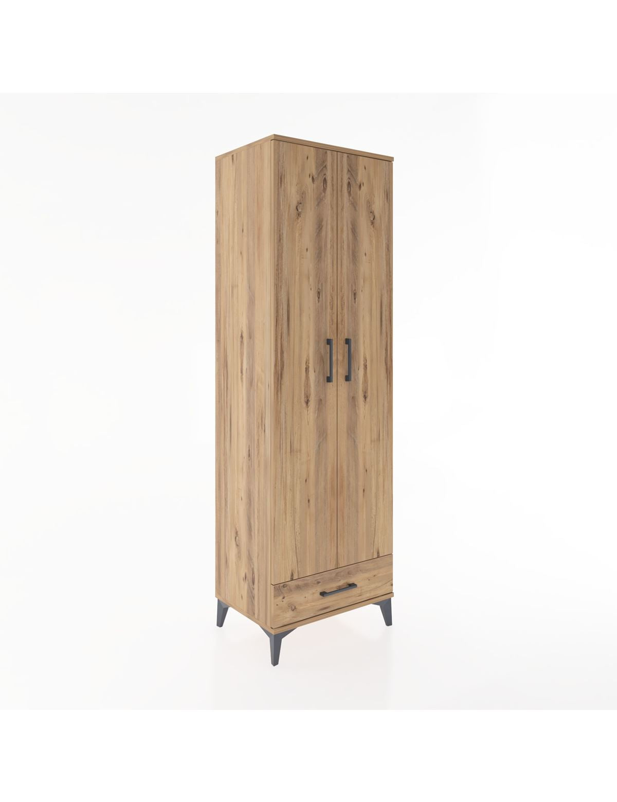 Hyperion Dolap 3 Raflı Tek Çekmeceli Tek Askılı 60x44x195 Çam-Çam