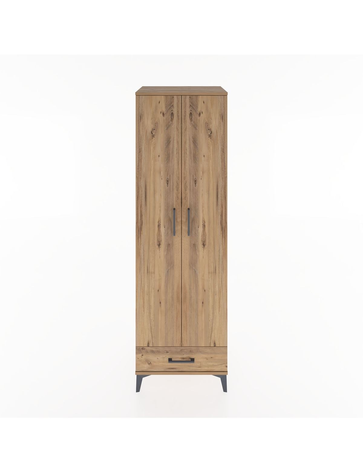 Hyperion Dolap 3 Raflı Tek Çekmeceli Tek Askılı 60x44x195 Çam-Çam