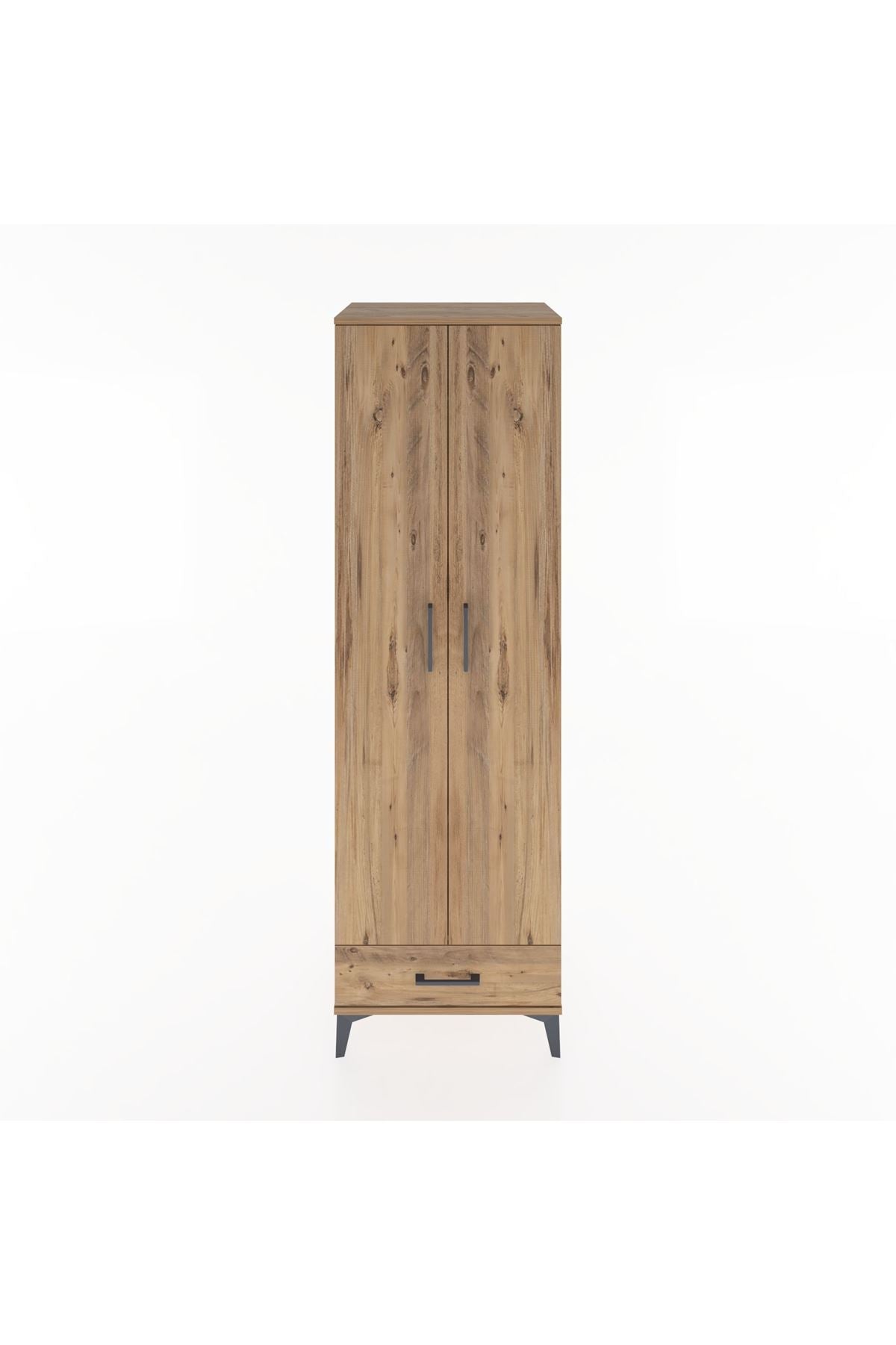 Hyperion Dolap 3 Raflı Tek Çekmeceli Tek Askılı 60x44x195 Çam-Çam