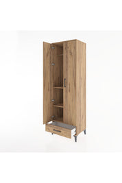 Hyperion Dolap 3 Raflı Tek Çekmeceli Tek Askılı 60x44x195 Çam-Çam