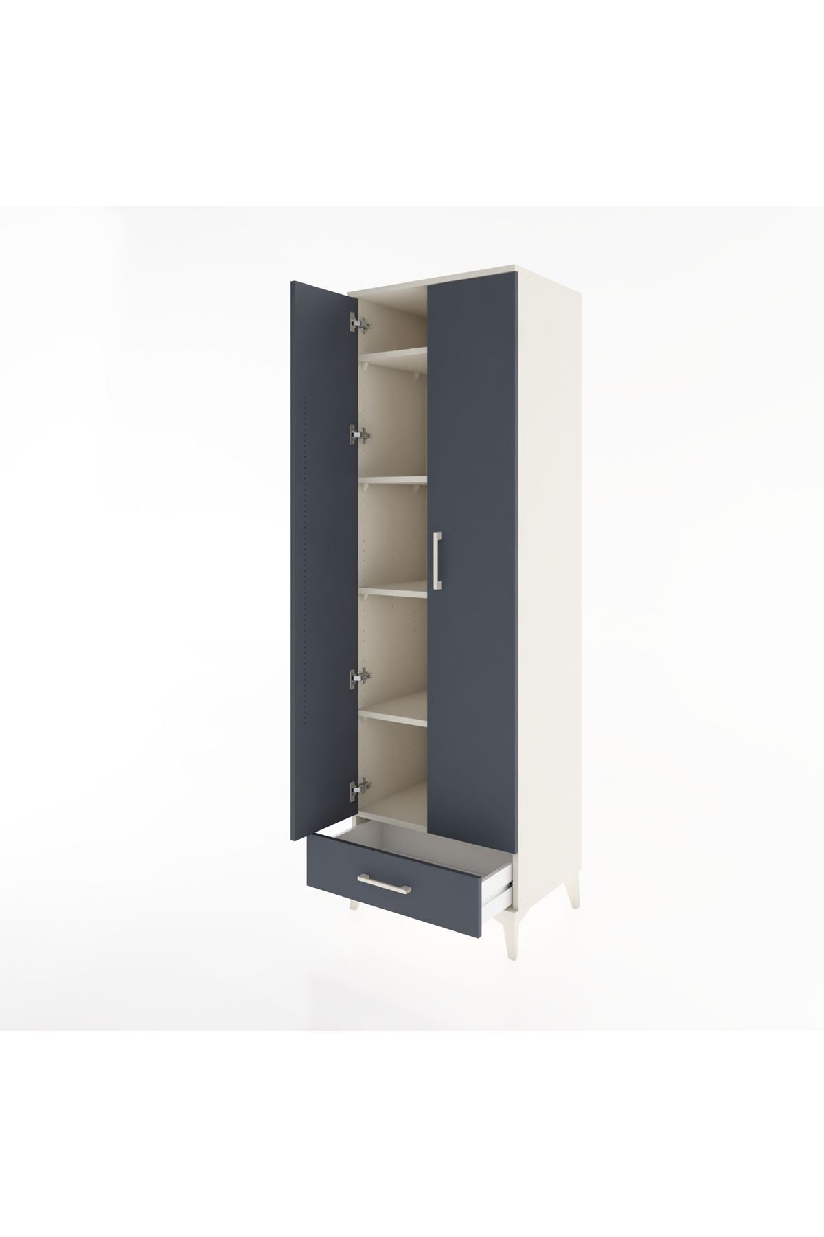 Hyperion Dolap 5 Raflı Tek Çekmeceli Tek Askılı 60x44x195 Aytaşı-Antrasit