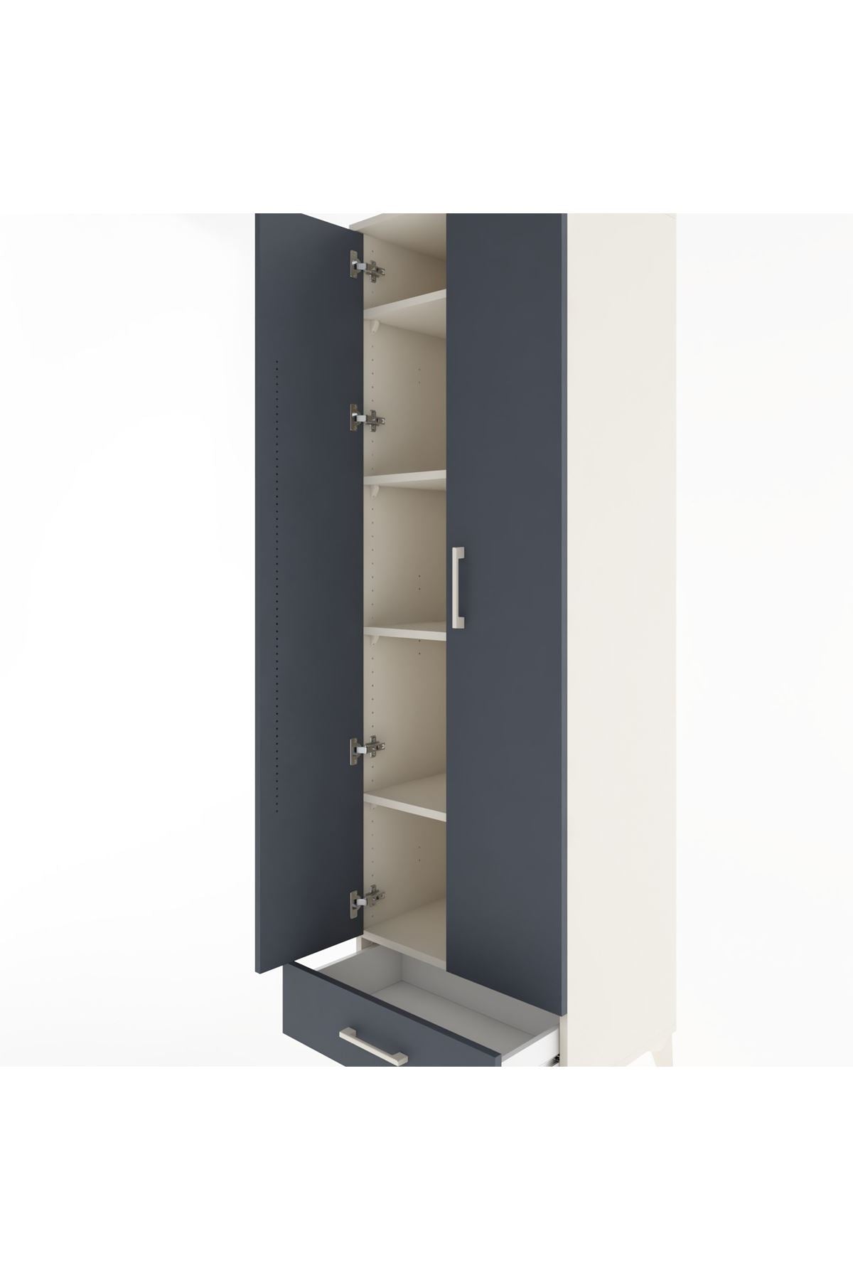 Hyperion Dolap 5 Raflı Tek Çekmeceli Tek Askılı 60x44x195 Aytaşı-Antrasit