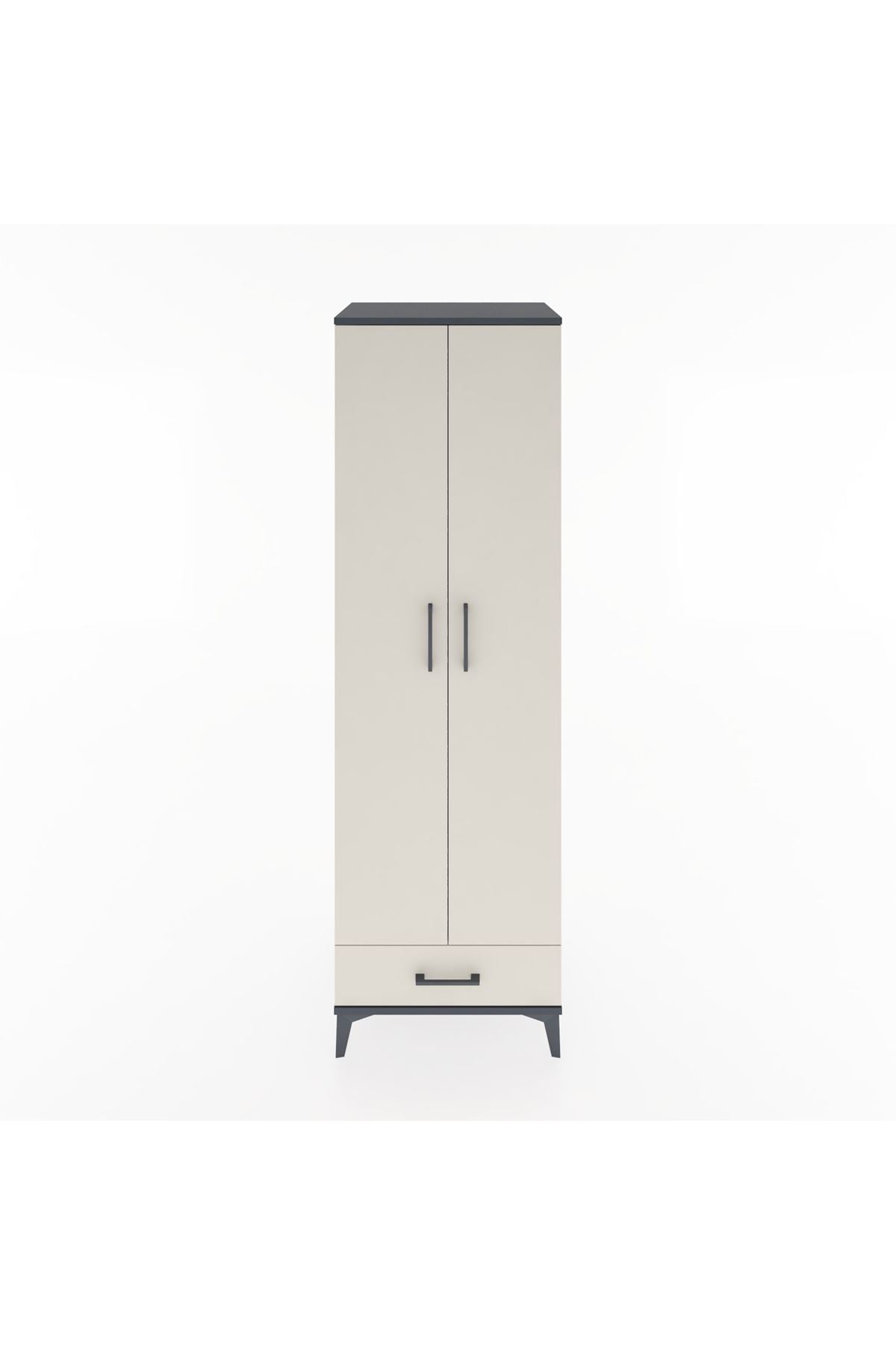 Hyperion Dolap 5 Raflı Tek Çekmeceli Tek Askılı 60x44x195 Antrasit-Aytaşı