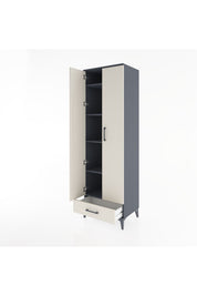 Hyperion Dolap 5 Raflı Tek Çekmeceli Tek Askılı 60x44x195 Antrasit-Aytaşı