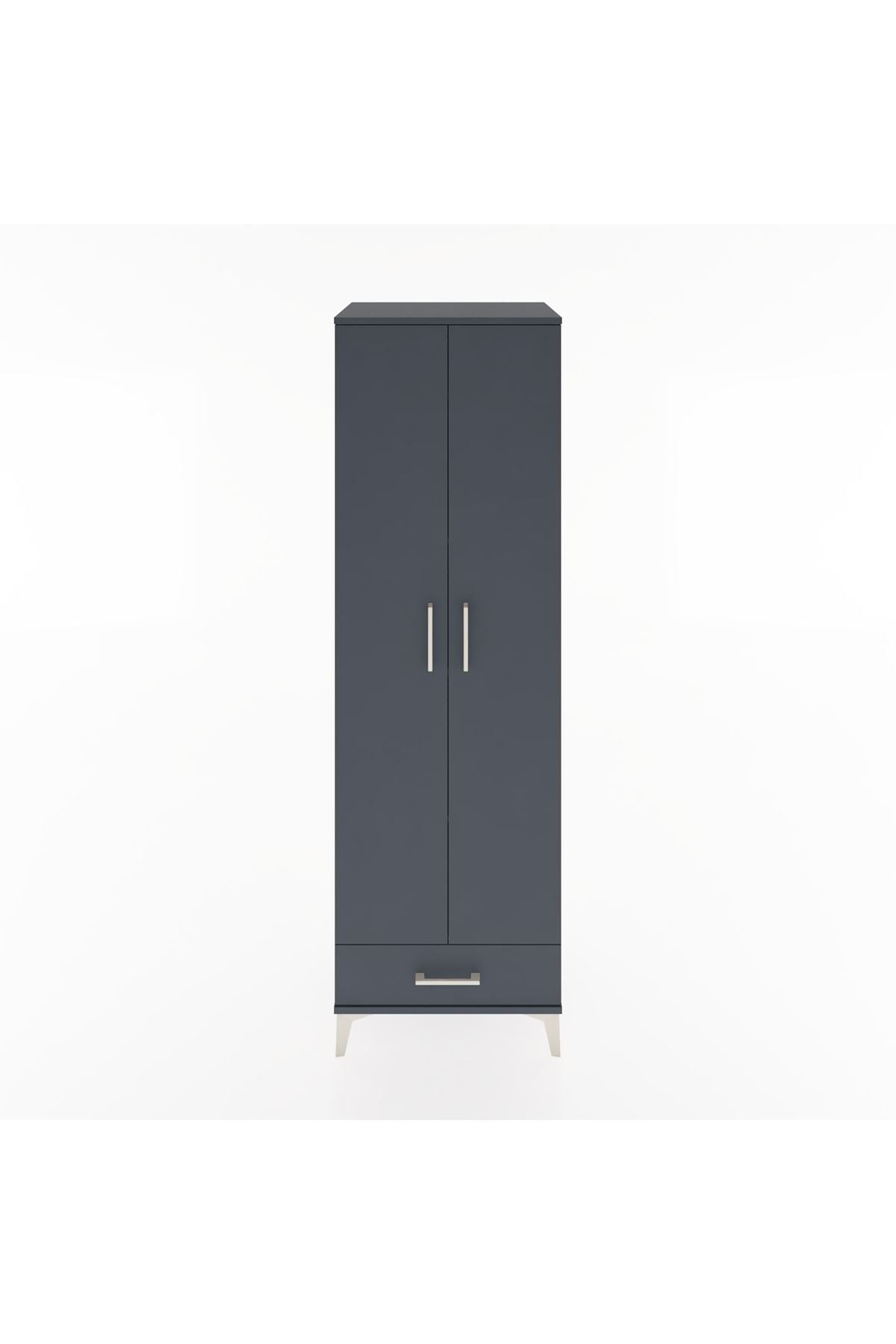 Hyperion Dolap 5 Raflı Tek Çekmeceli Tek Askılı 60x44x195 Antrasit-Antrasit