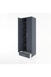 Hyperion Dolap 5 Raflı Tek Çekmeceli Tek Askılı 60x44x195 Antrasit-Antrasit