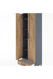 Hyperion Dolap 5 Raflı Tek Çekmeceli Tek Askılı 60x44x195 Antrasit-Çam