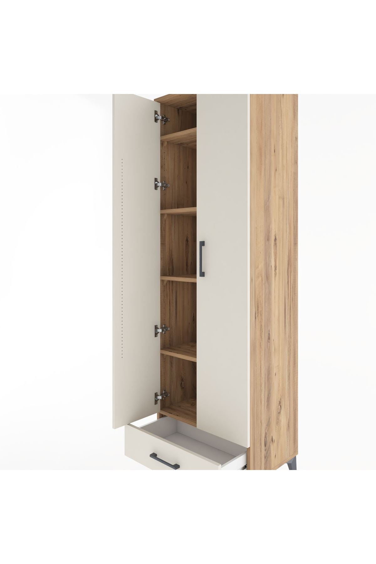 Hyperion Dolap 5 Raflı Tek Çekmeceli Tek Askılı 60x44x195 Çam-Aytaşı
