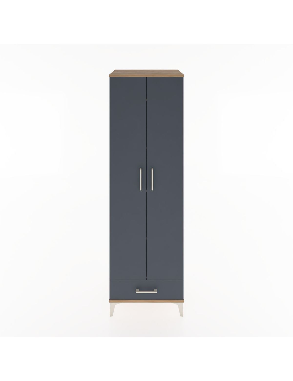 Hyperion Dolap 5 Raflı Tek Çekmeceli Tek Askılı 60x44x195 Çam-Antrasit