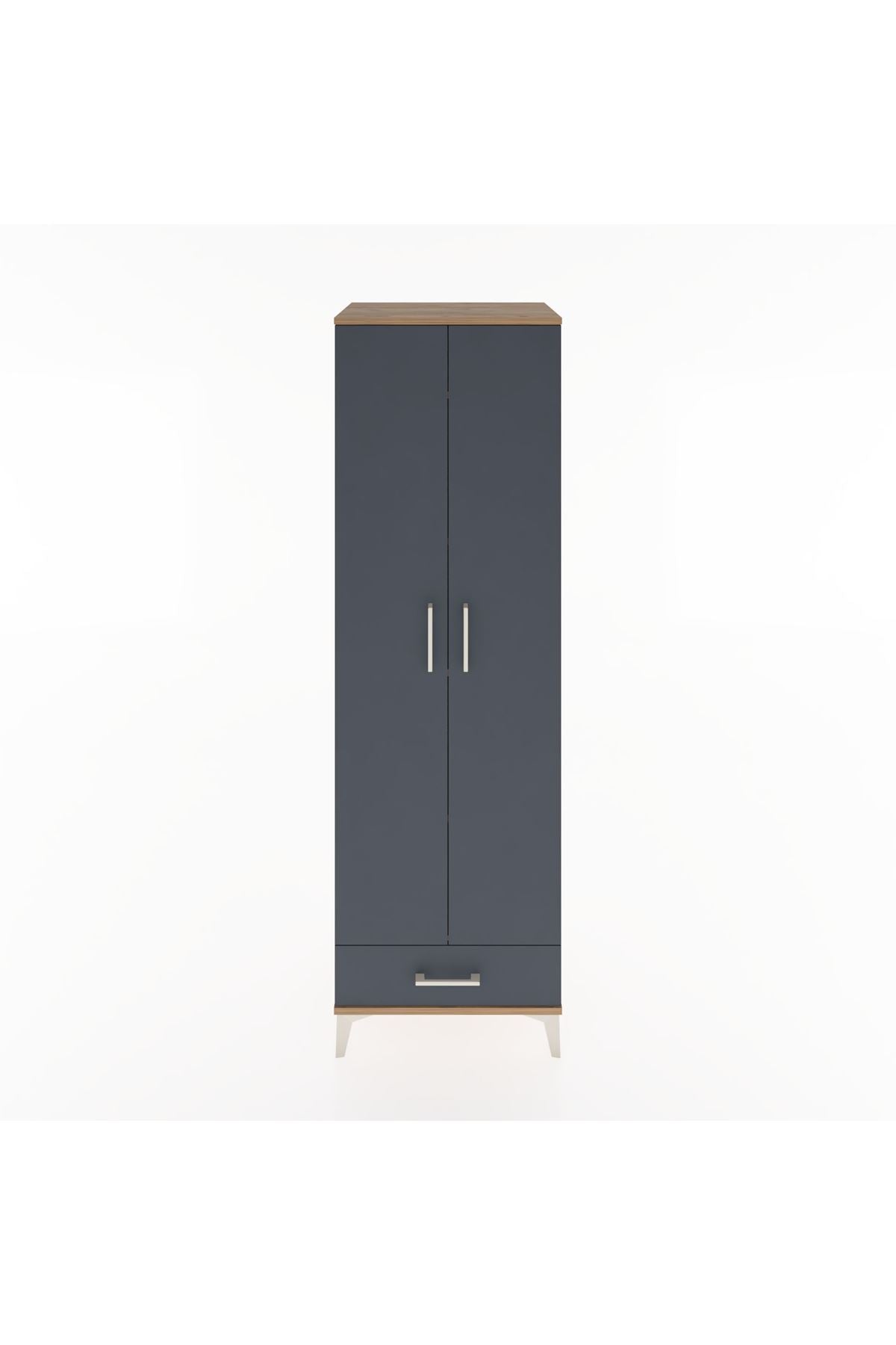 Hyperion Dolap 5 Raflı Tek Çekmeceli Tek Askılı 60x44x195 Çam-Antrasit