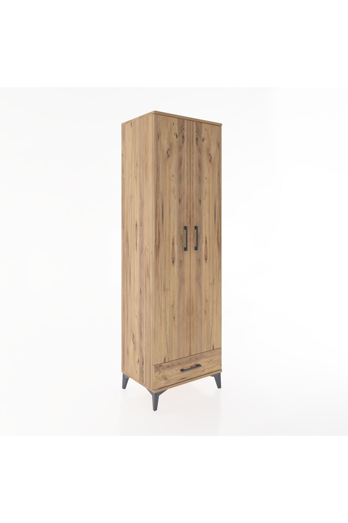 Hyperion Dolap 5 Raflı Tek Çekmeceli Tek Askılı 60x44x195 Çam-Çam