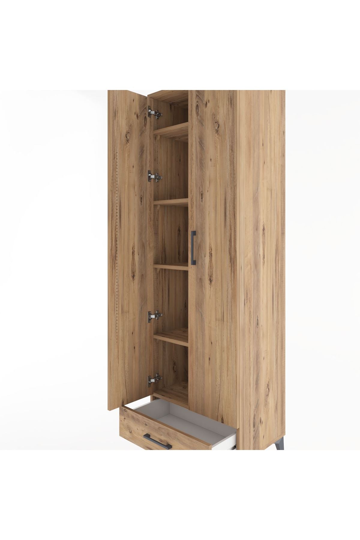 Hyperion Dolap 5 Raflı Tek Çekmeceli Tek Askılı 60x44x195 Çam-Çam