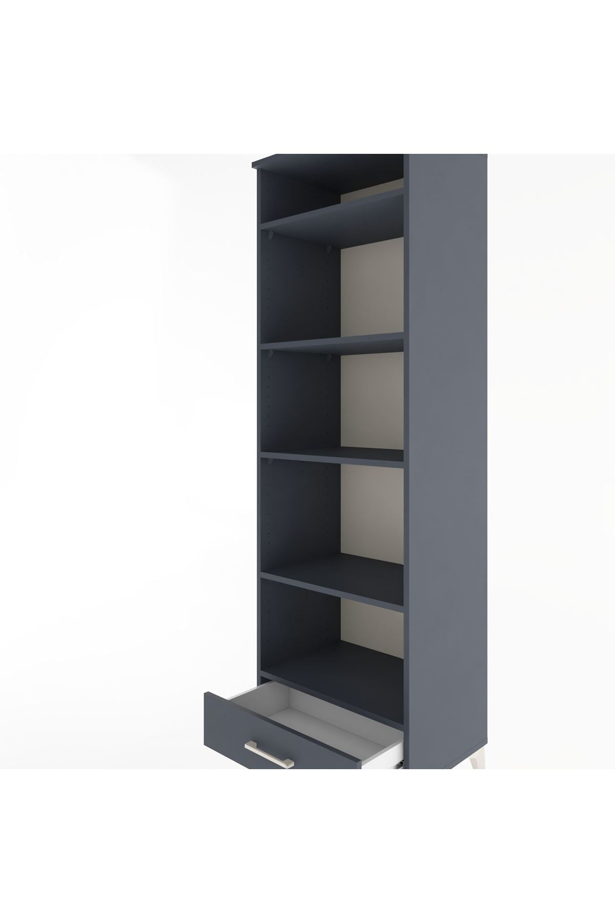 Hyperion Dolap 5 Raflı Tek Çekmeceli 60x44x195 Antrasit-Antrasit
