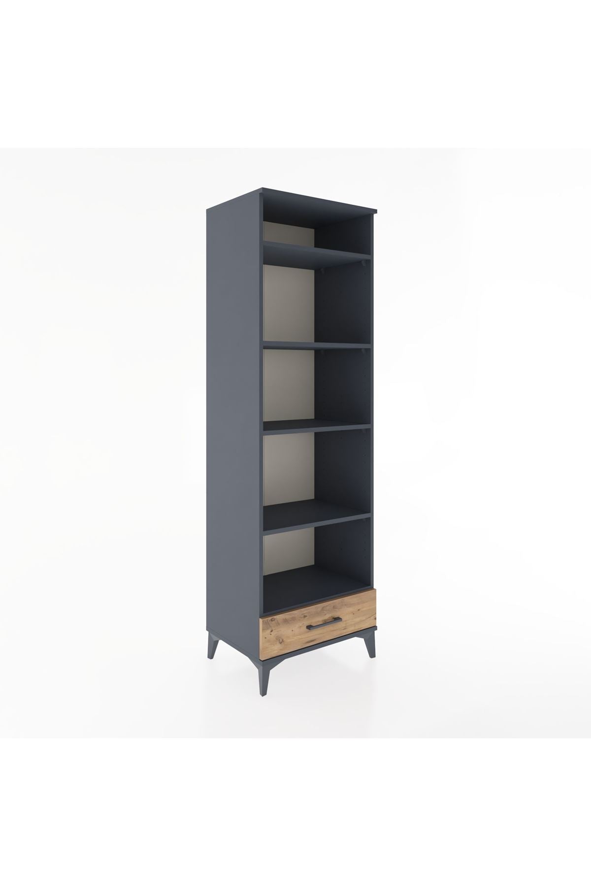 Hyperion Dolap 5 Raflı Tek Çekmeceli 60x44x195 Antrasit-Çam