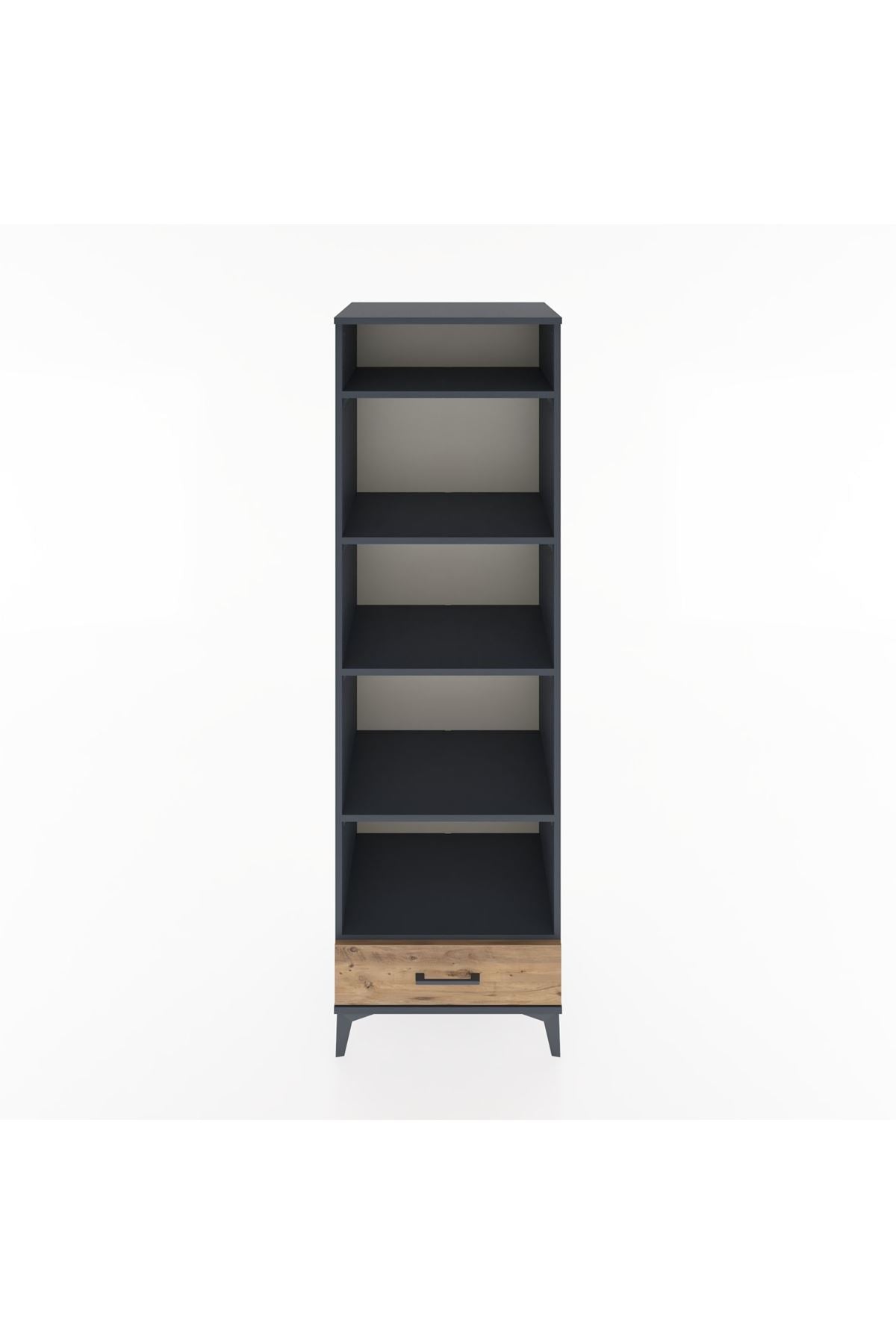 Hyperion Dolap 5 Raflı Tek Çekmeceli 60x44x195 Antrasit-Çam
