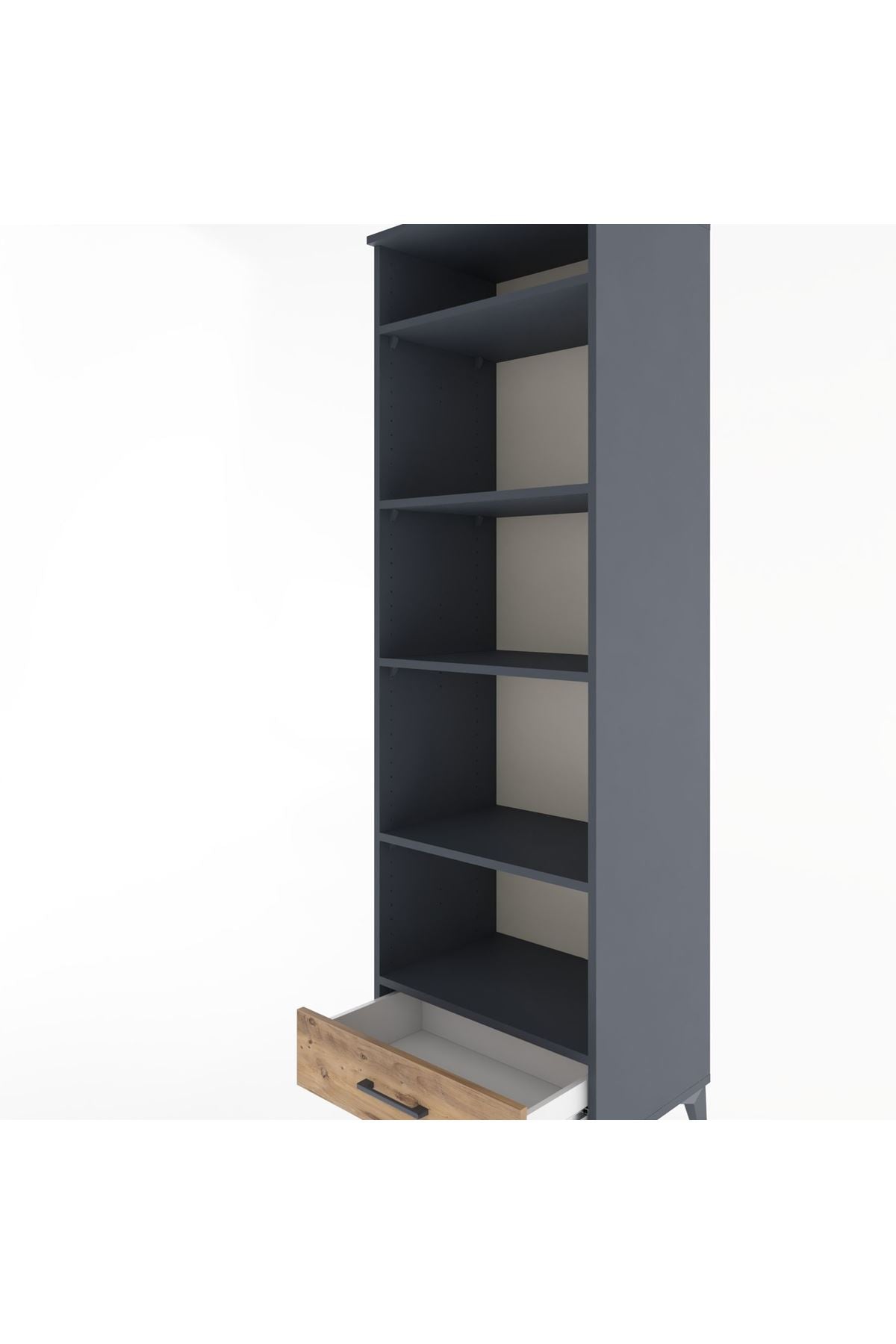 Hyperion Dolap 5 Raflı Tek Çekmeceli 60x44x195 Antrasit-Çam