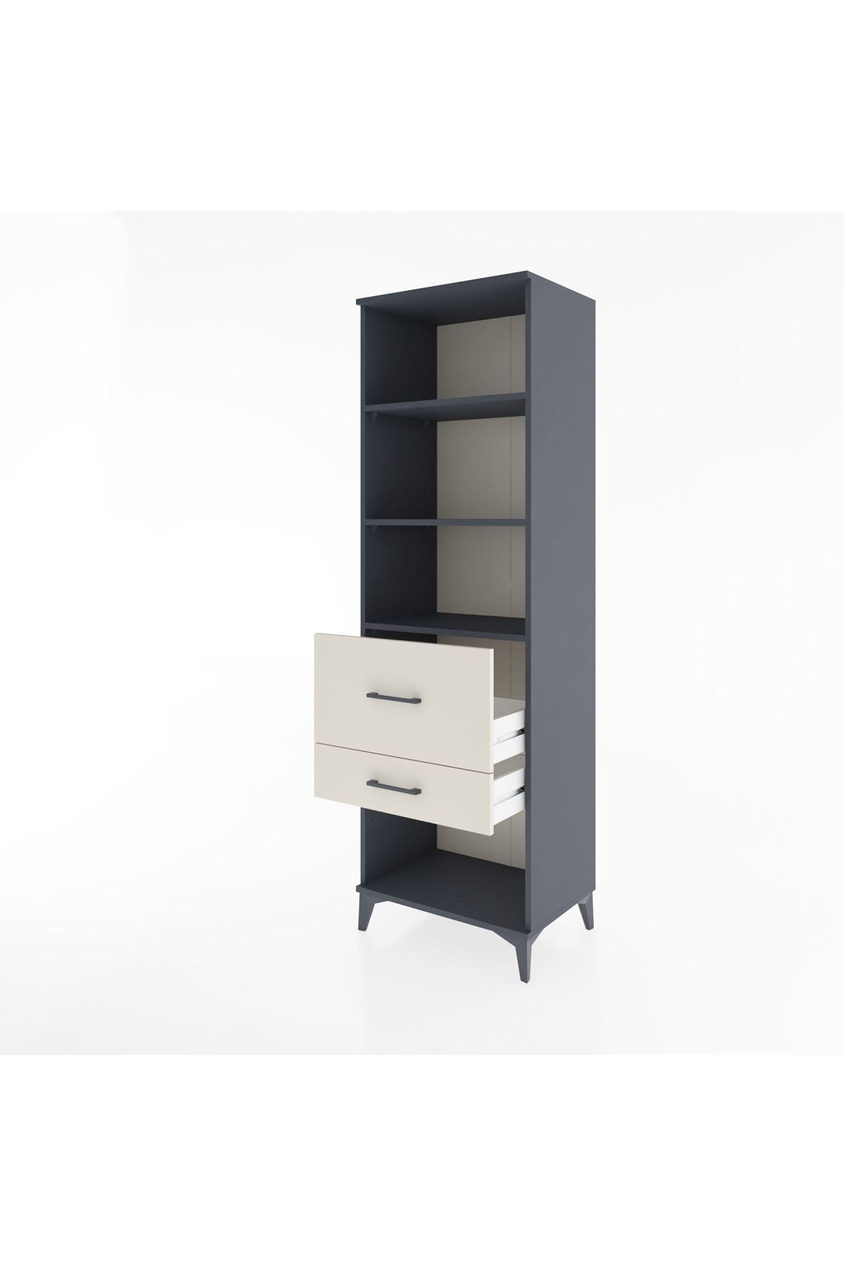 Hyperion Dolap 3 Raflı 2 Çekmeceli 60x44x195 Antrasit-Aytaşı