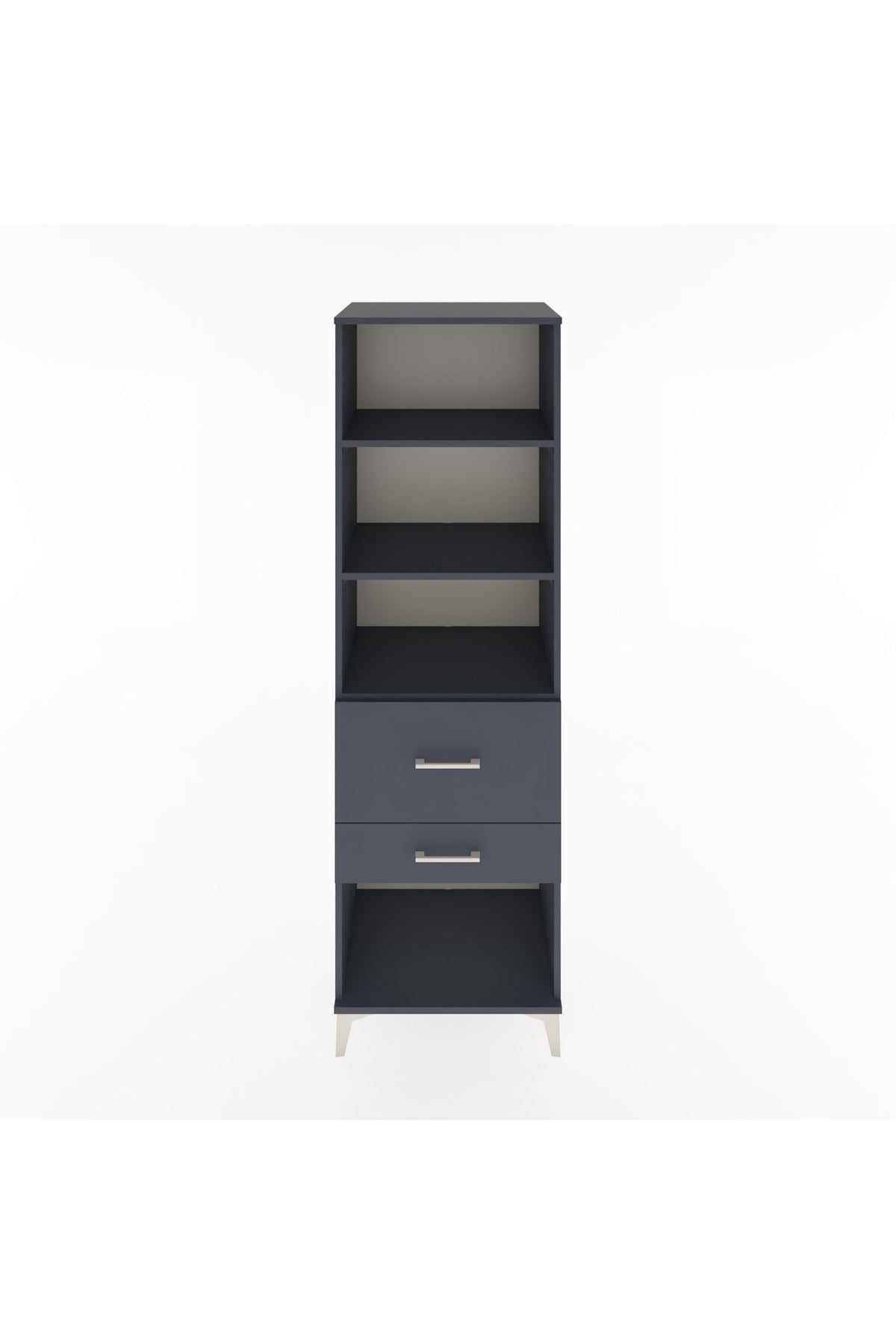 Hyperion Dolap 3 Raflı 2 Çekmeceli 60x44x195 Antrasit-Antrasit