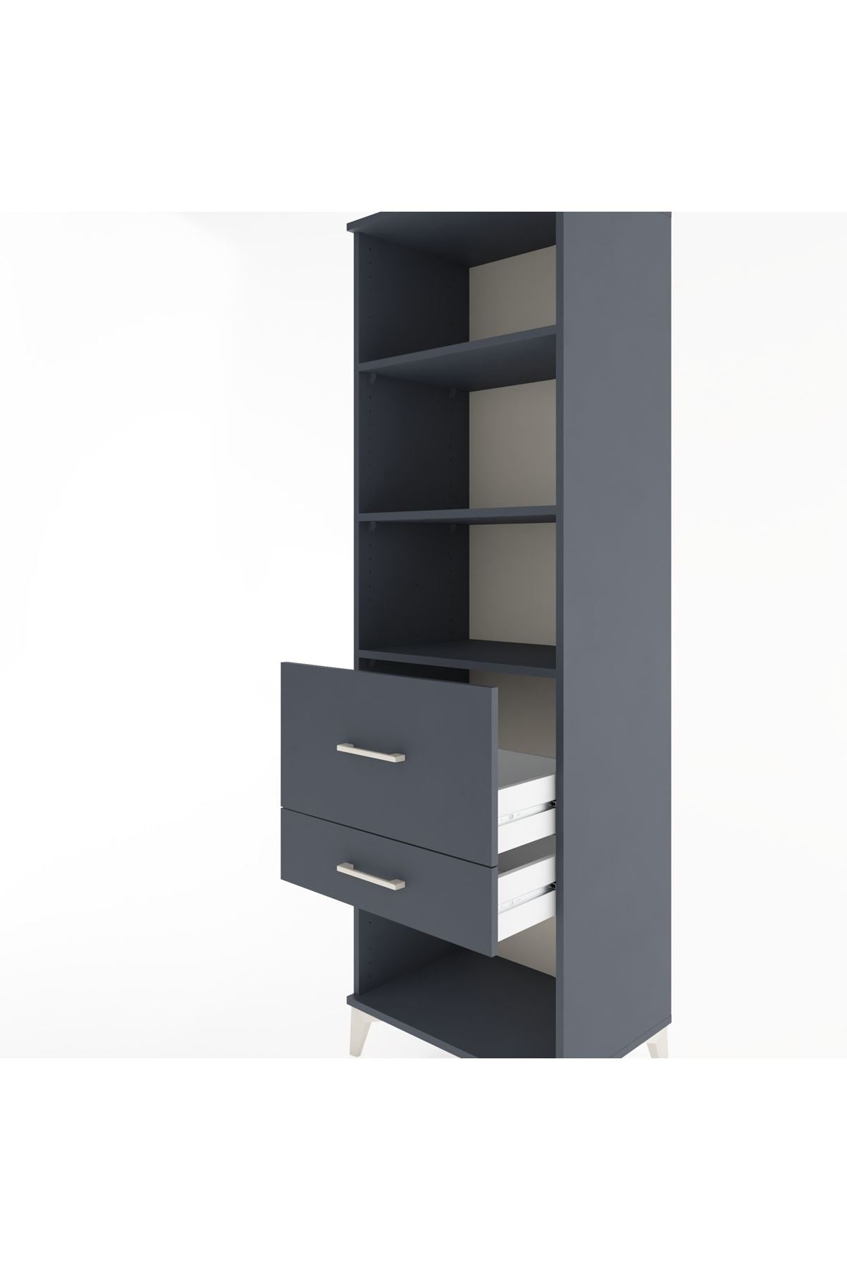 Hyperion Dolap 3 Raflı 2 Çekmeceli 60x44x195 Antrasit-Antrasit