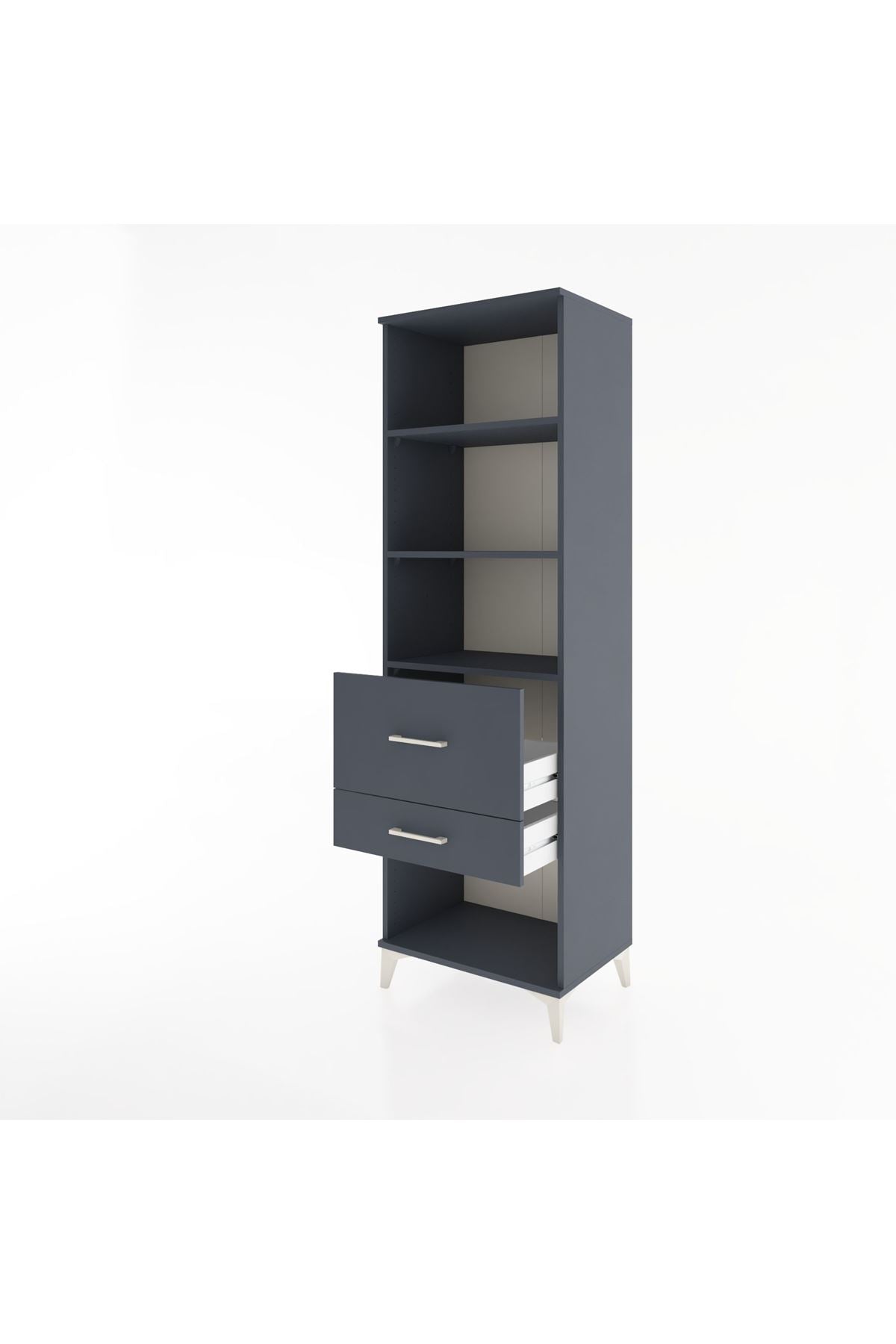 Hyperion Dolap 3 Raflı 2 Çekmeceli 60x44x195 Antrasit-Antrasit