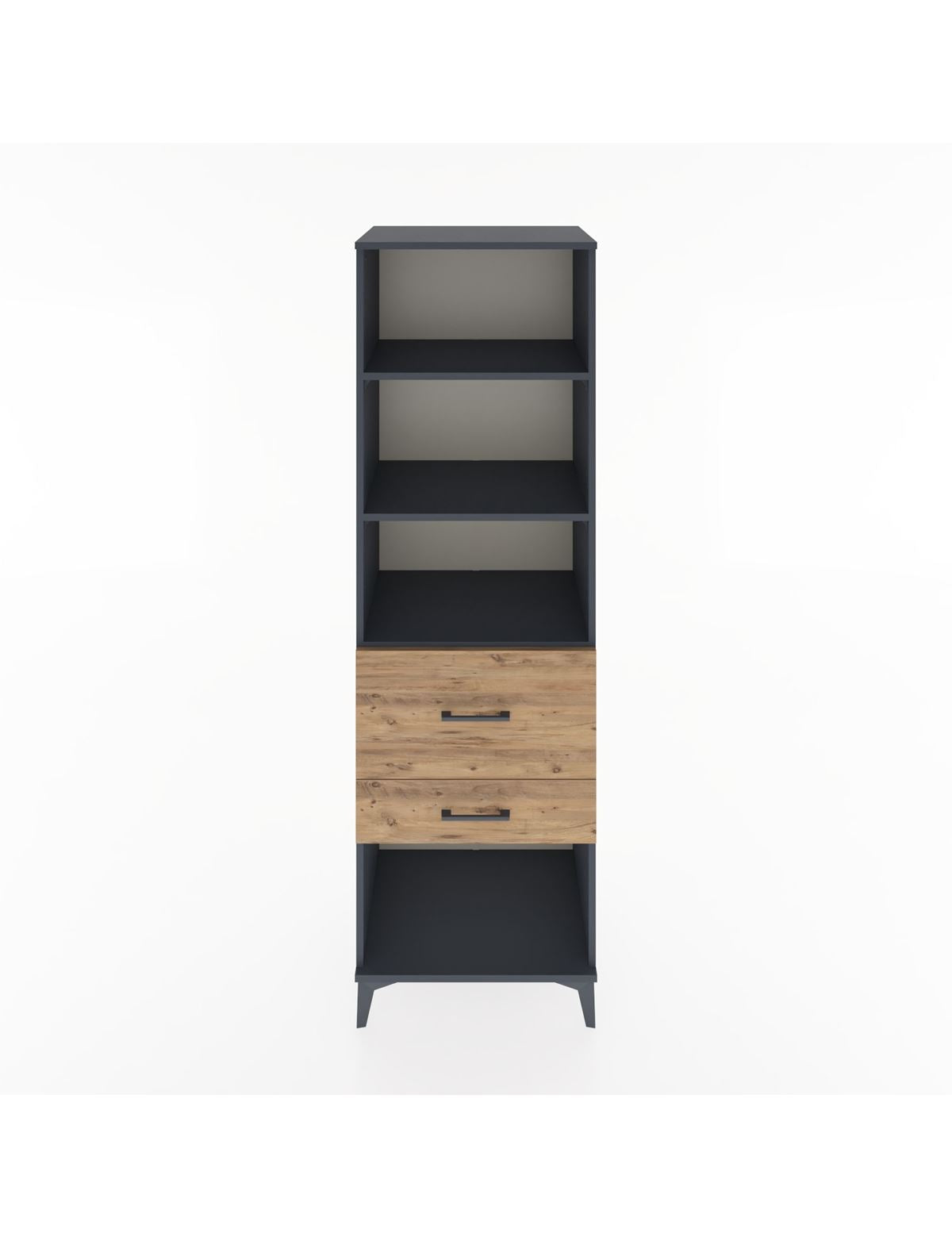 Hyperion Dolap 3 Raflı 2 Çekmeceli 60x44x195 Antrasit-Çam