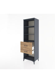 Hyperion Dolap 3 Raflı 2 Çekmeceli 60x44x195 Antrasit-Çam