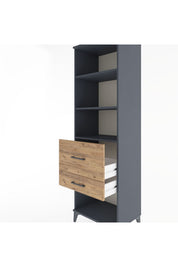 Hyperion Dolap 3 Raflı 2 Çekmeceli 60x44x195 Antrasit-Çam
