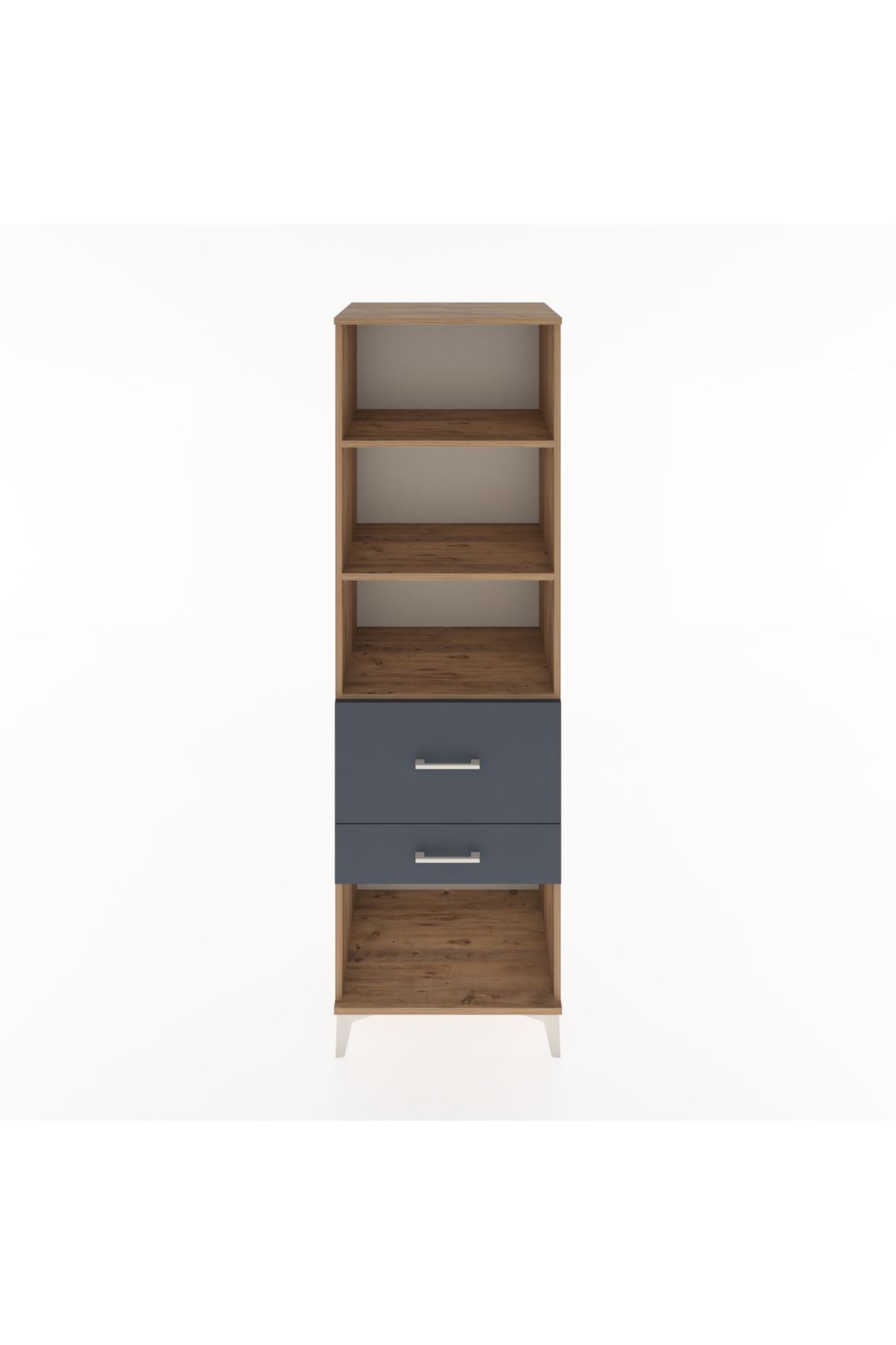 Hyperion Dolap 3 Raflı 2 Çekmeceli 60x44x195 Çam-Antrasit