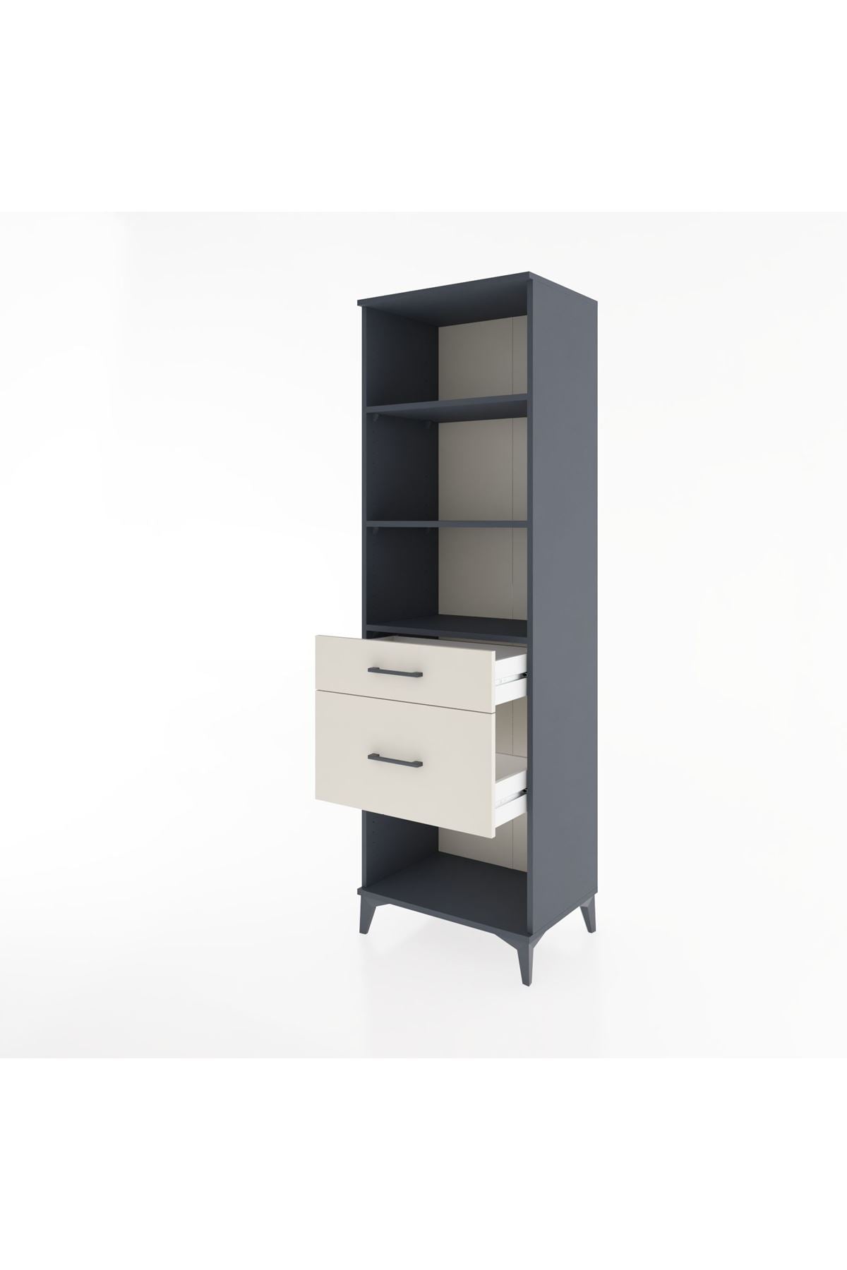 Hyperion Dolap 3 Raflı 2 Çekmeceli 60x44x195 Antrasit-Aytaşı